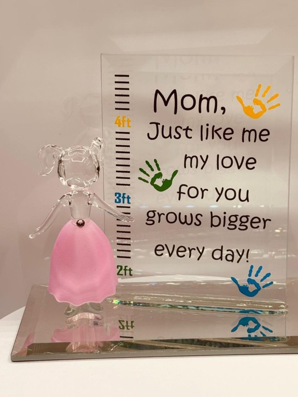 Gift for Mom from Daughter Glass Figurine Mom Quote Decor Mother’s Day Mom Gift